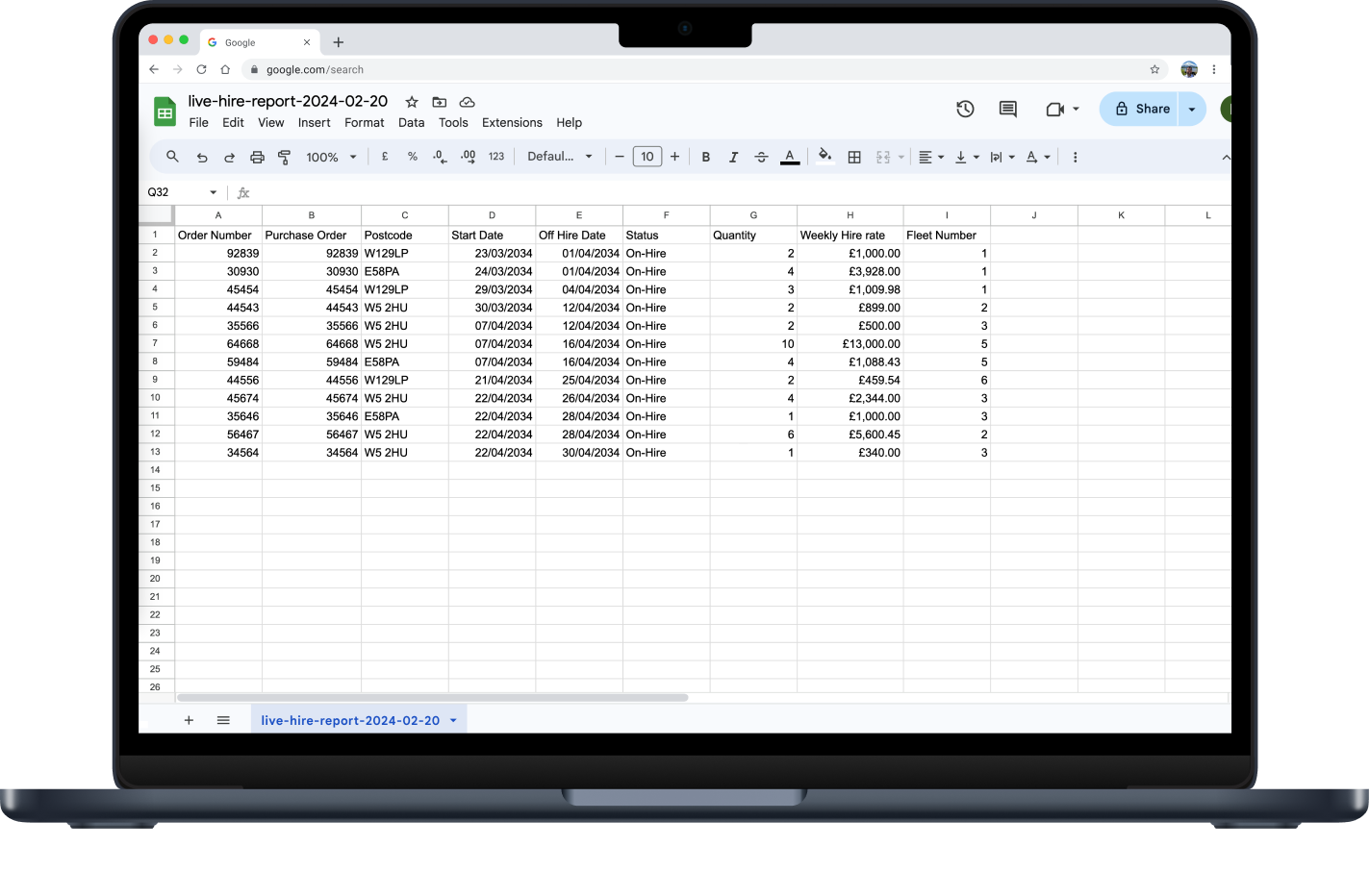 YardLink platform interface showcasing live hire report download