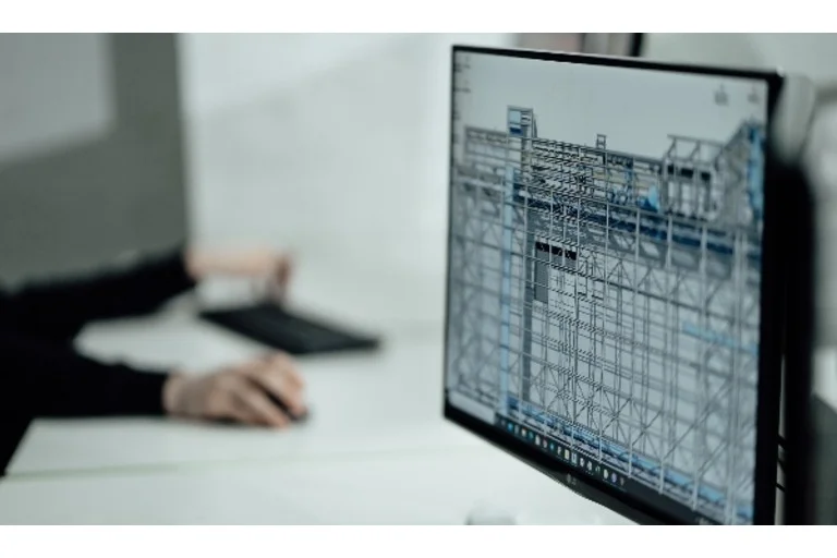 Building plans on a desktop