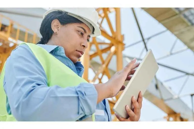 Woman working on construction site