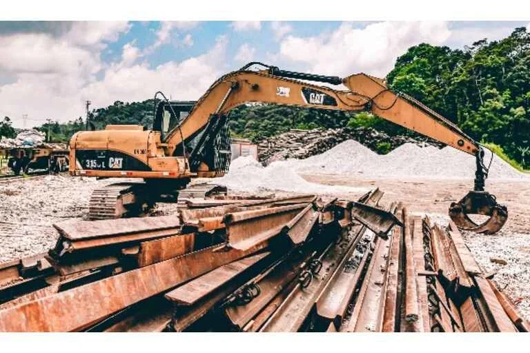 Building site with CAT machine