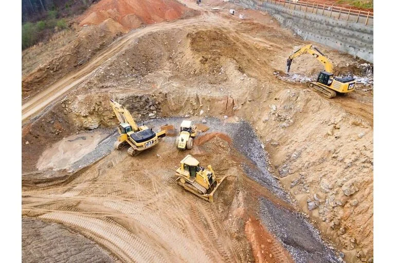 Excavators on construction site