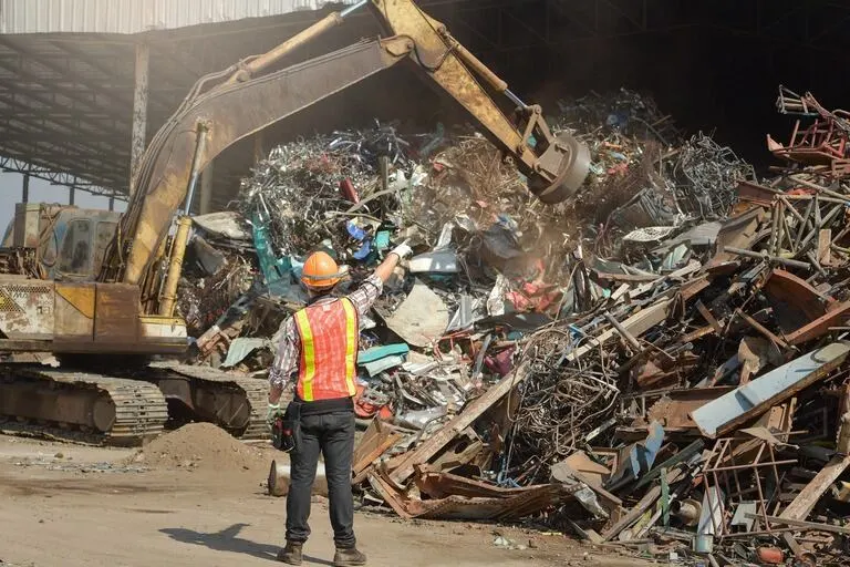 Construction Worker in Hi-Vis at LandFill Centre