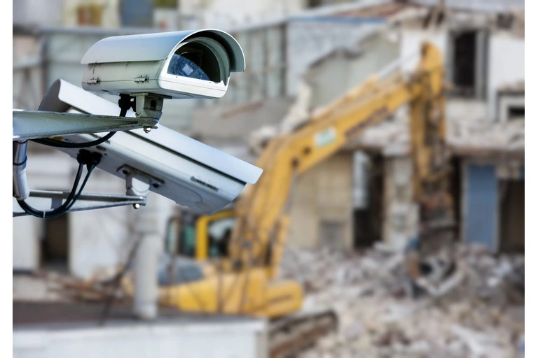 Security cctv camera surveillance system on a construction site