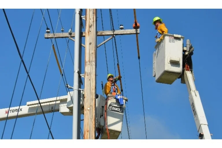 Two men using cherrypickers