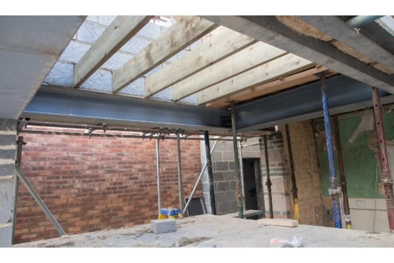 Wall reinforcements inside a house that's under construction