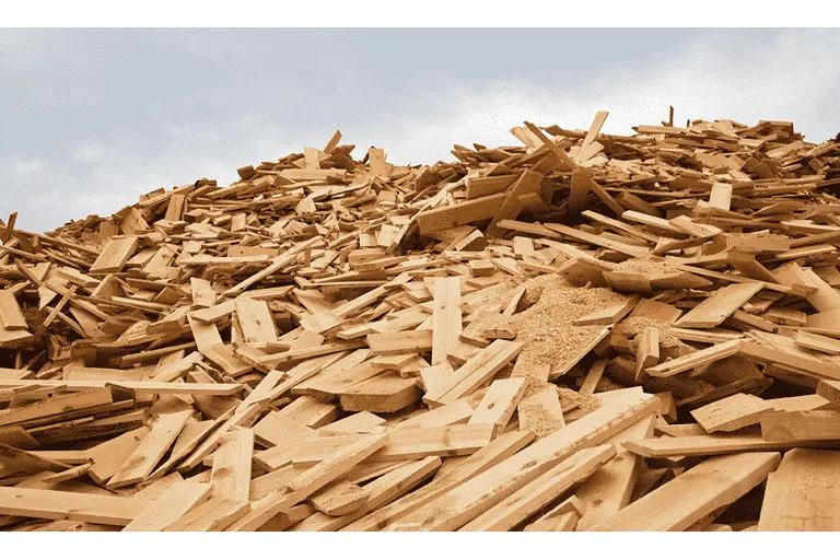 A pile of waste wood