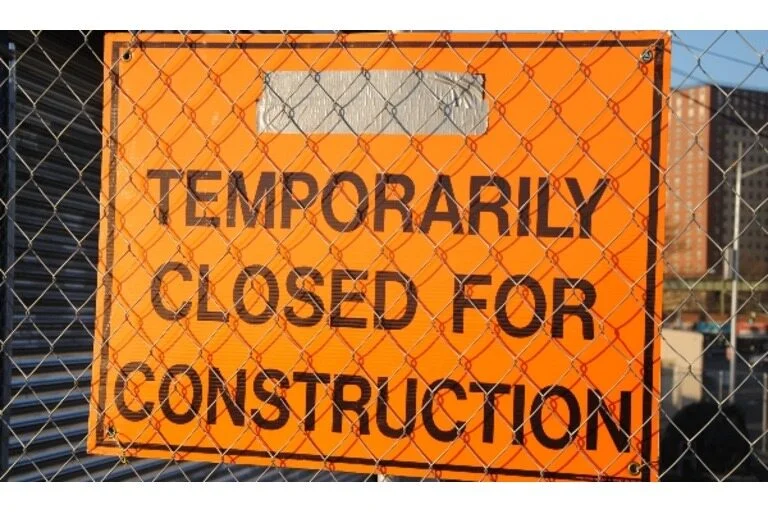 Orange temporarily closed for construction sign