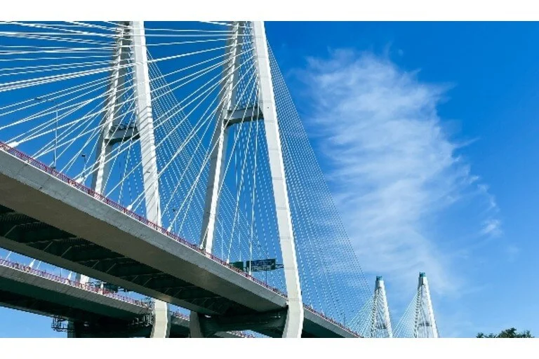White cable stayed bridge