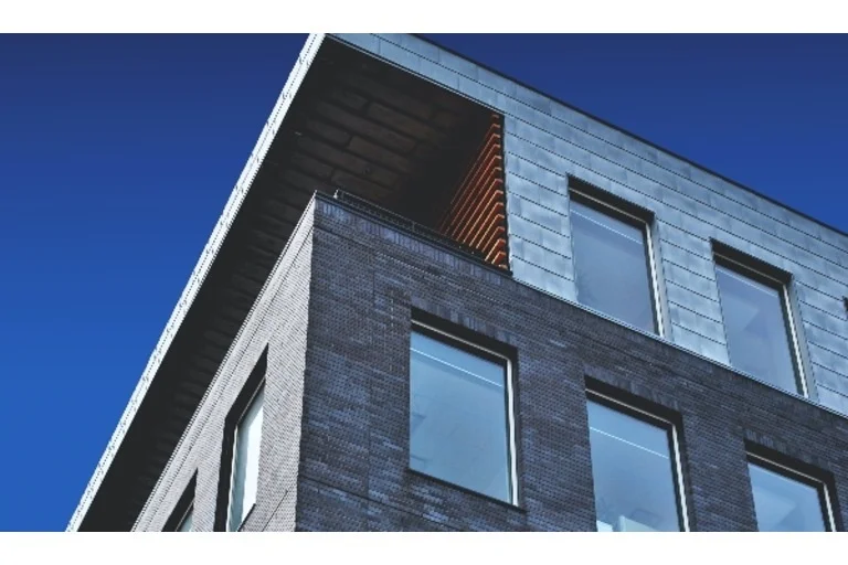 Corner of grey building