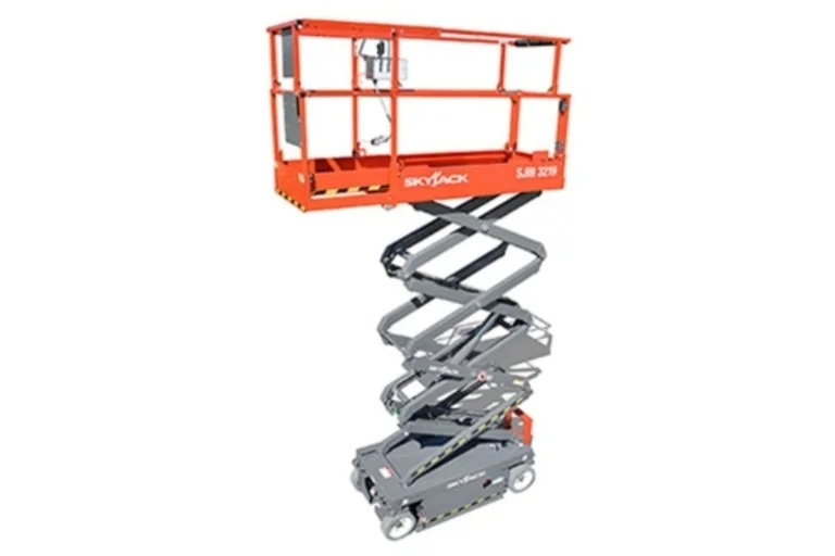 Orange SkyJack scissor lift