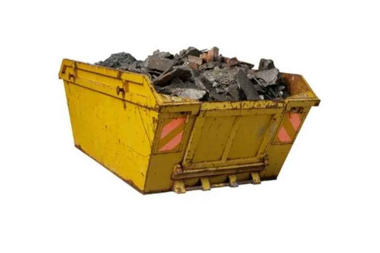 Yellow skip full of rubbish
